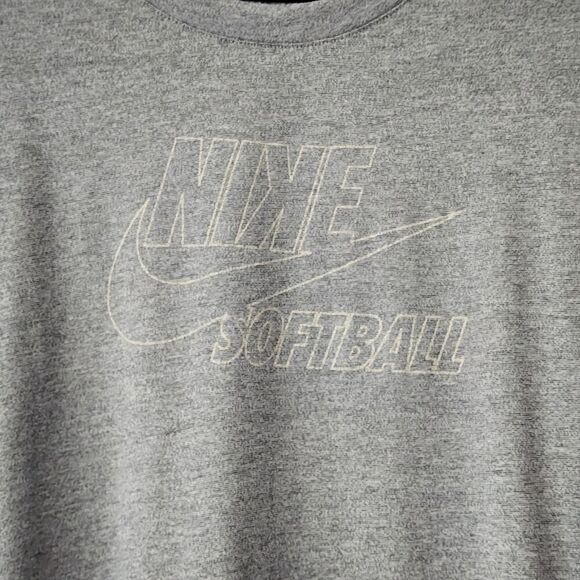Nike Dri-Fit Gray Long Sleeve Softball athletic t-shirt womens size L - Picture 2 of 7